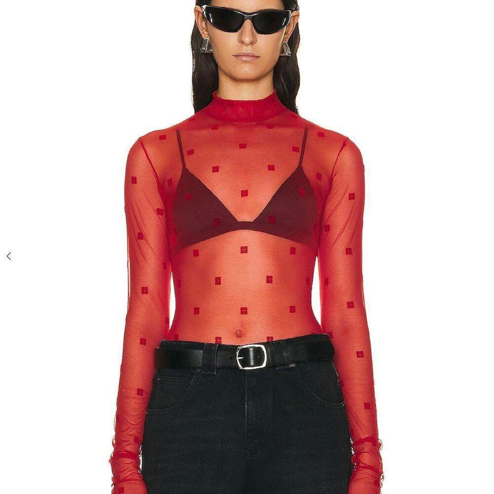 Jacquard Givenchy Red Leotard